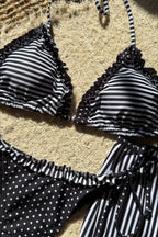 Colorblock Polka Dot Three Piece Swim Set