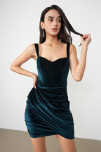 Jemima Teal Velvet Mini Dress