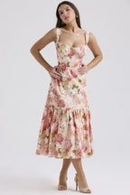 Floral Tiered A-Line Spaghetti Strap Floral Dress