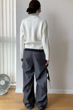 Cropped Ribbed Turtleneck Knit Sweater