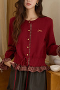 Plaid Patchwork O Neck Cardigan