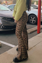 High Waist Slim Leopard Flared Pants