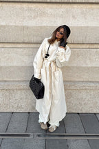 Wool Blend Belted Slim Fit Elegant Solid Overcoat