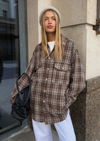 Trendy Plaid Long-Sleeve Shirt for Women