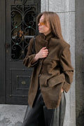 Brown SingleBreasted Suede Blazer