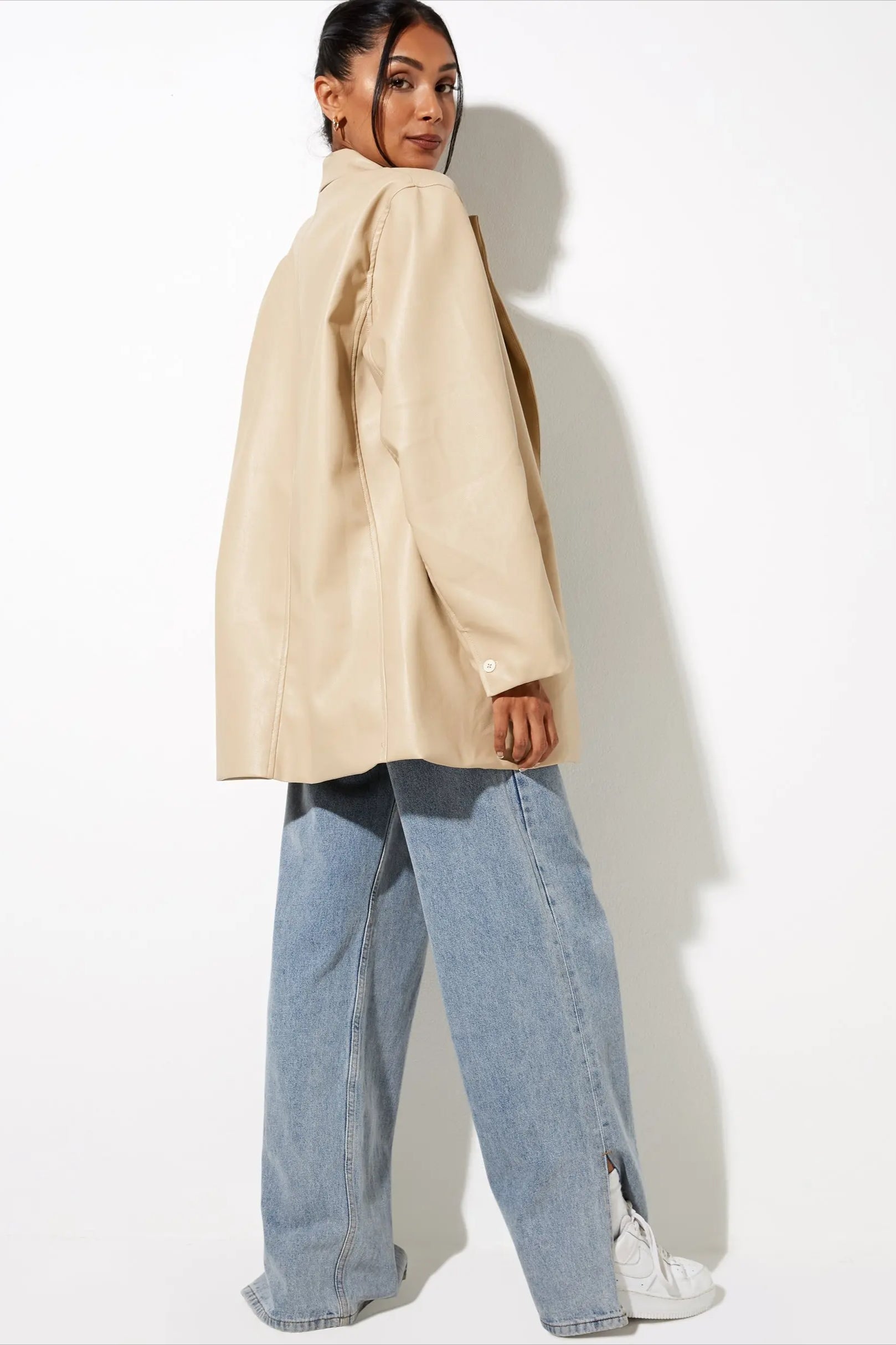 Single-Breasted PU Blazer