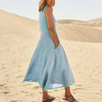 Teresa Aesthetic Sleeveless Dress with Pockets Made of Cotton and for Women Elevated Occasion Wear