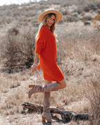 Cecelia Asymmetrical Knit Sweater Dress Red Orange FINAL