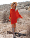 Cecelia Asymmetrical Knit Sweater Dress Red Orange FINAL