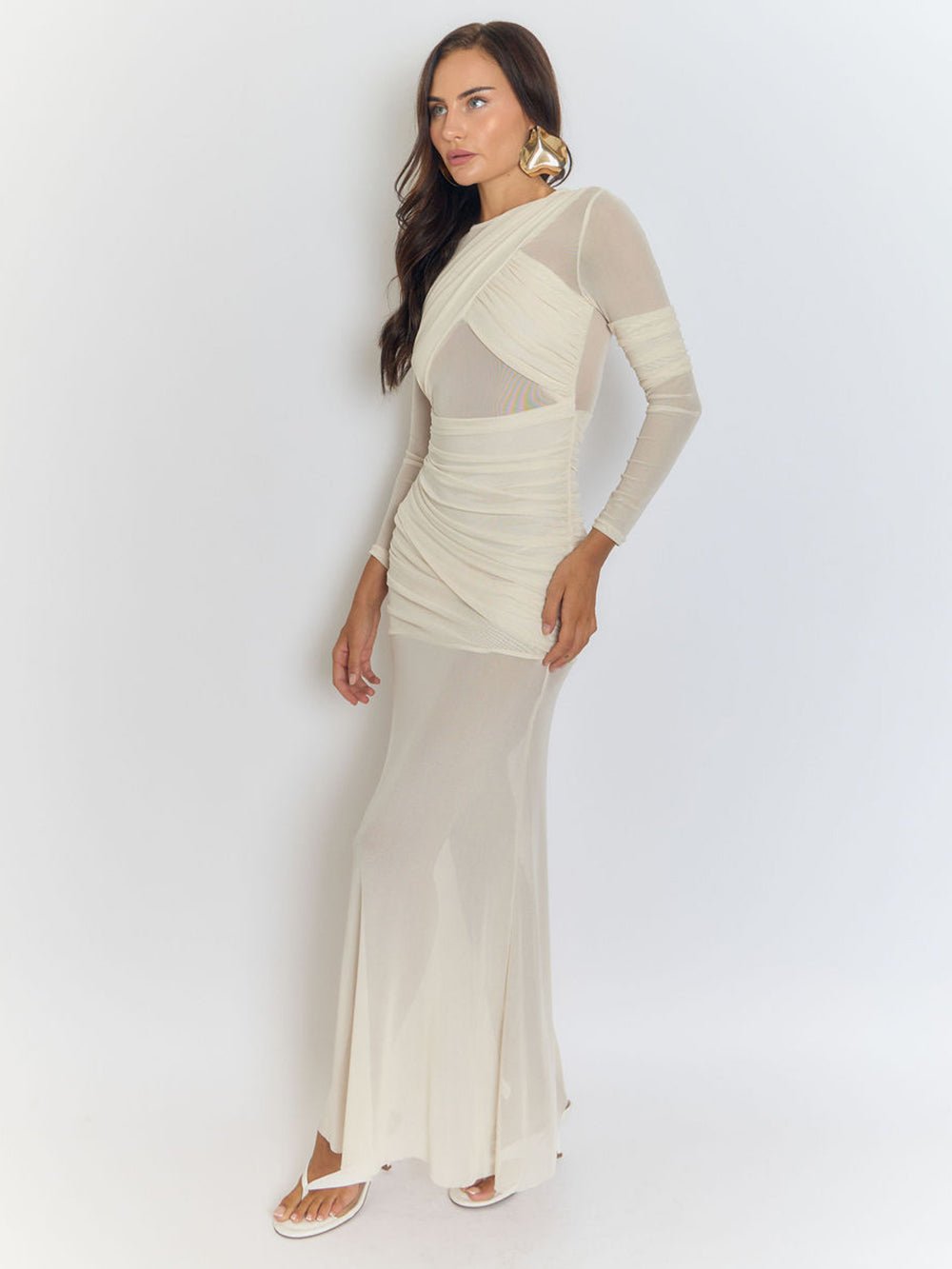 Cecilia Mesh Maxi Dress In White