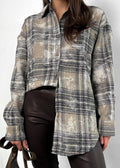 Vintage-InspiRed Brushed Plaid Oversized Shirt
