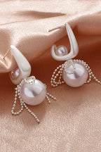 Elegant Pearl Bow Tassel Pearl Earrings
