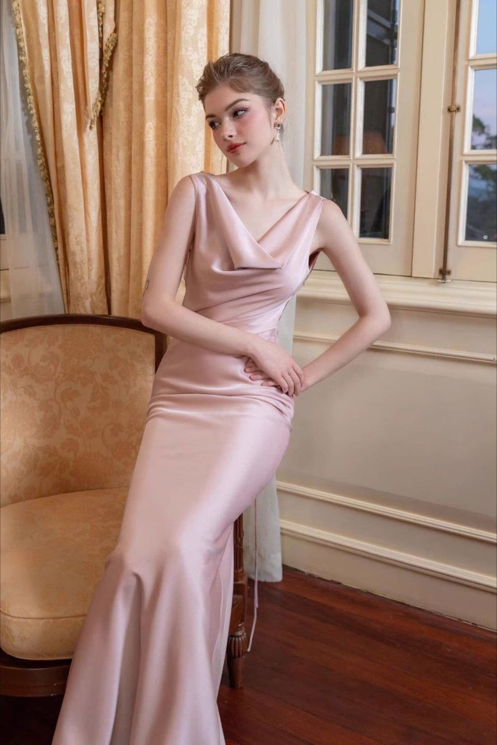 Elegant Satin Sheath Reception Dress
