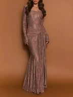 Celeste Draped Lace Maxi Dress