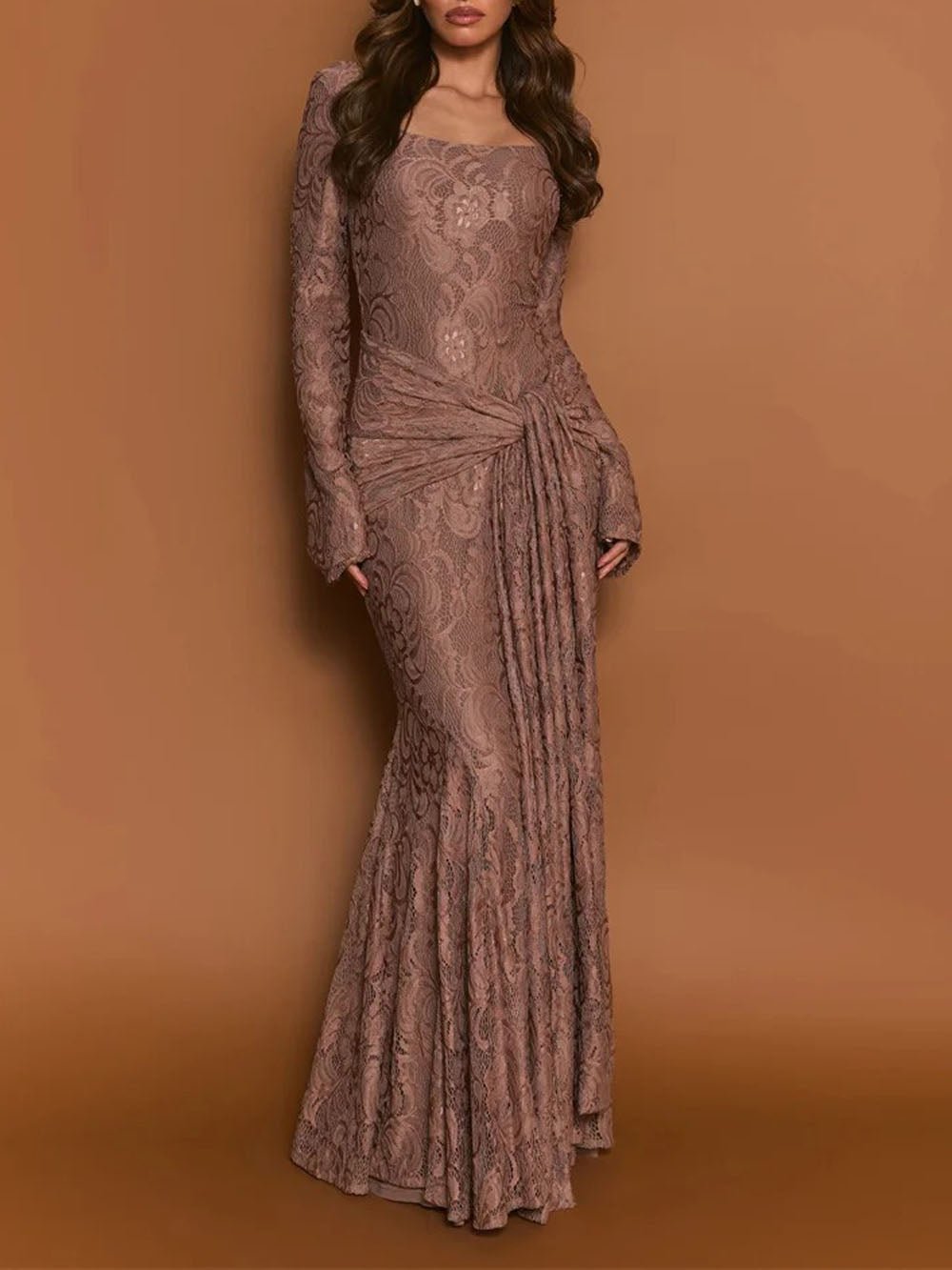 Celeste Draped Lace Maxi Dress
