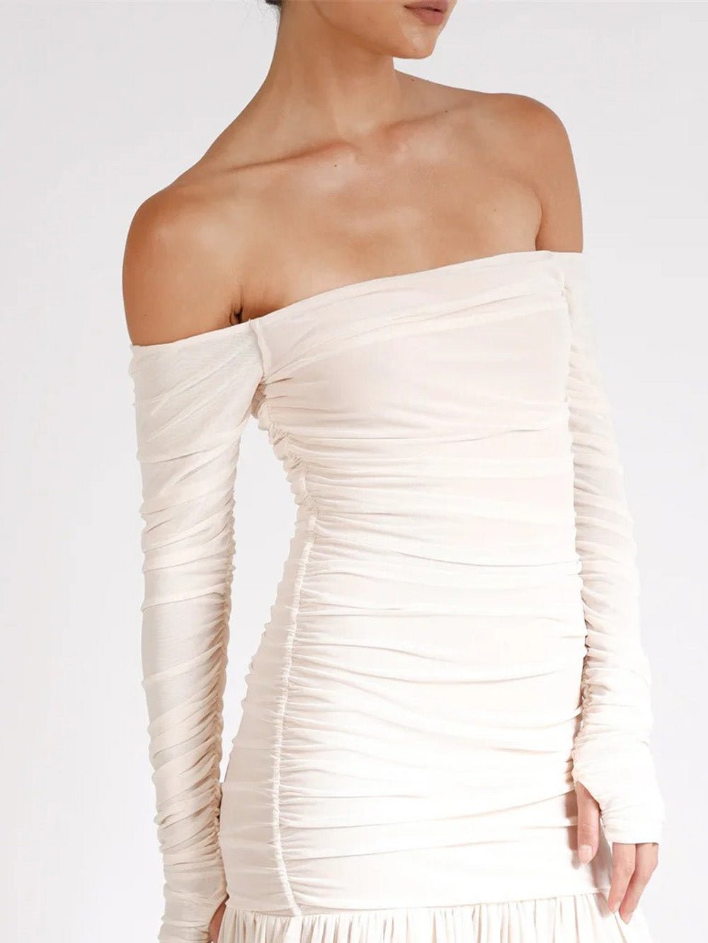 Celeste Off-Shoulder Pleated Maxi Dress