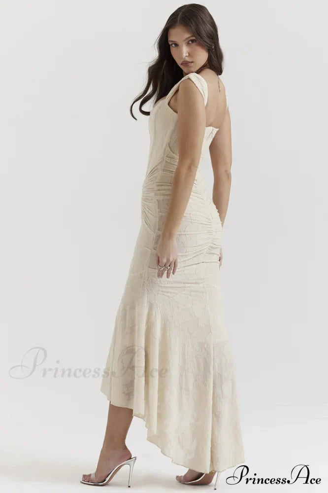 Cesca Retro Cream Charming White Floral Maxi Dress