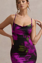 Floral CrossStrap Maxi Party Dress