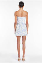 Strapless Belted Bodycon Mini Floral Dress