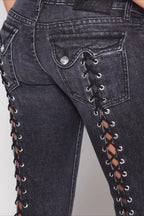 Open Back Lace Up Y2K Flare Jeans