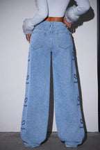 Y2K High Waist Bow Print Jeans