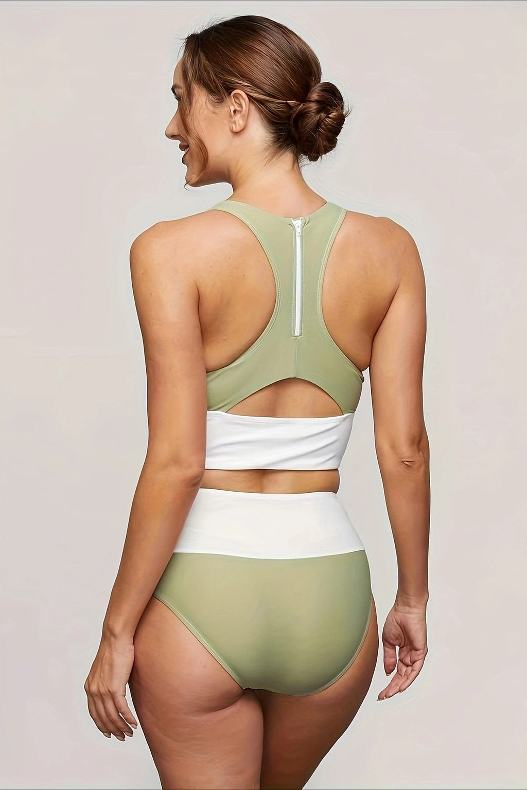 Curve Fit Zip Front Bikini Two Piece Swim Set