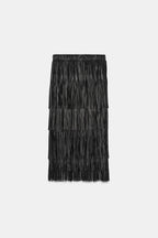 FRINGED MIDI SKIRT