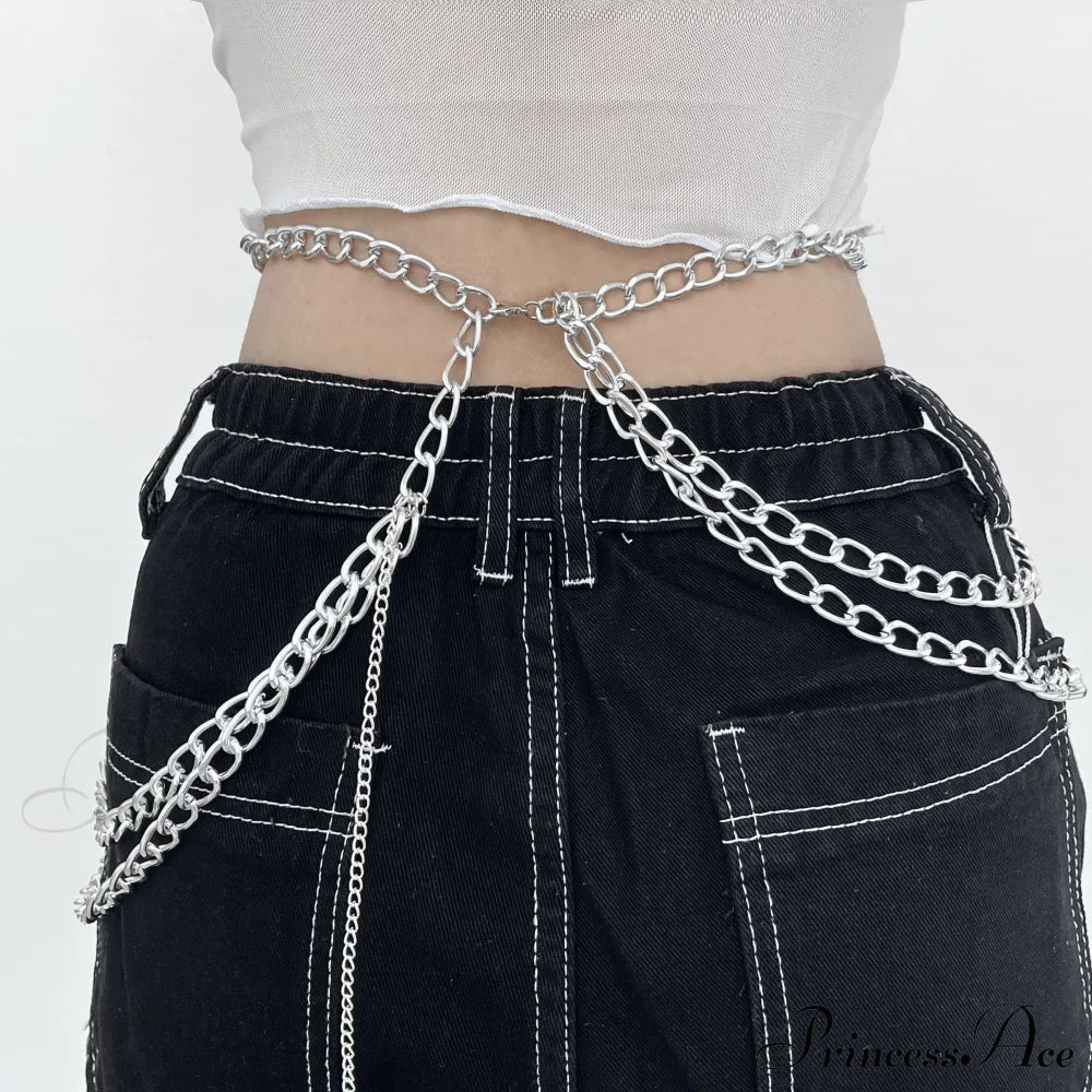 chain Cross pendant waist layered chain