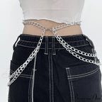 chain Cross pendant waist layered chain