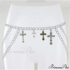 chain Cross pendant waist layered chain
