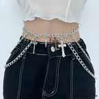 chain Cross pendant waist layered chain