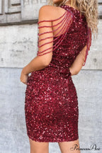 Chain Detail Stylish Sequin Bodycon Dress