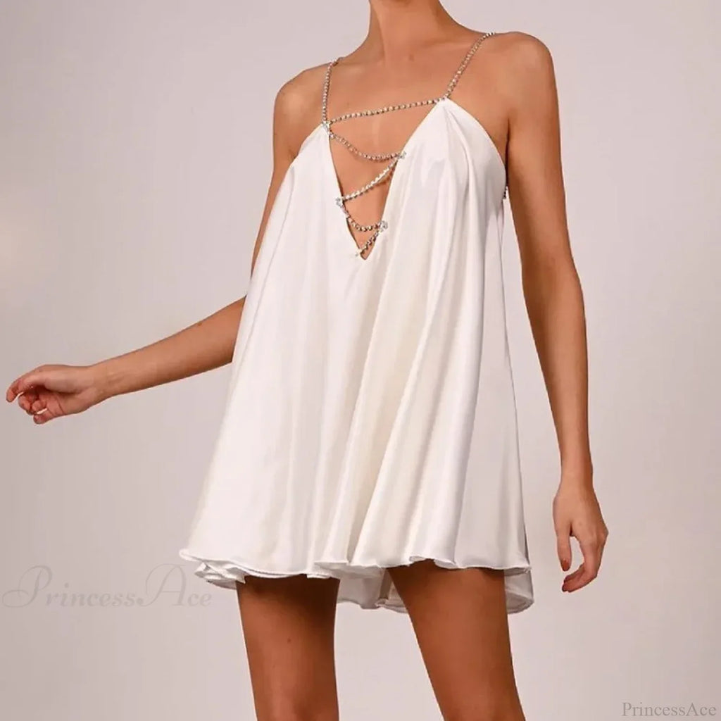 Chain Suspender Hollow Mini Dress