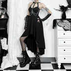Chains Ornament Halter Swing Midi Dress