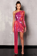 Chala One Shoulder Charming Sequin Mini Dress