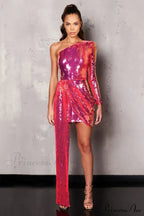 Chala One Shoulder Charming Sequin Mini Dress