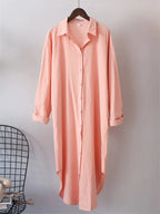 Thalia Effortless Long Linen Shirt Dress Premium Wardrobe Essential