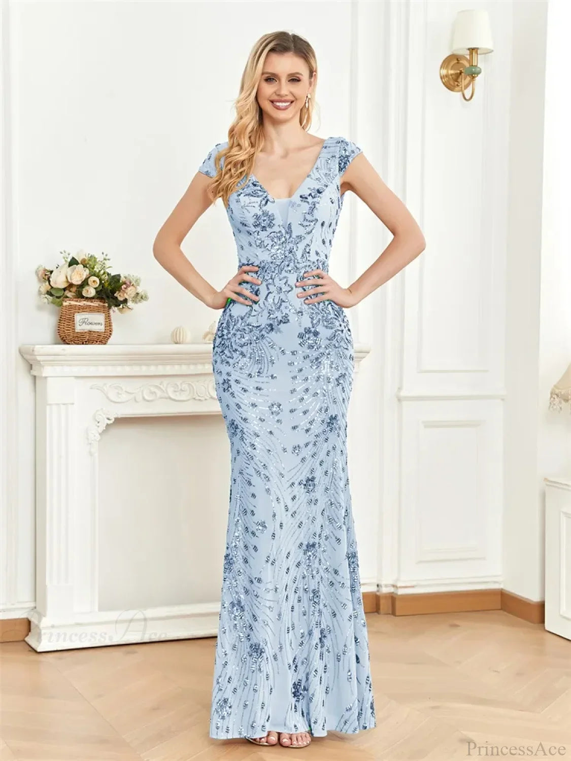 Champagne Sequin Mermaid Party Dress