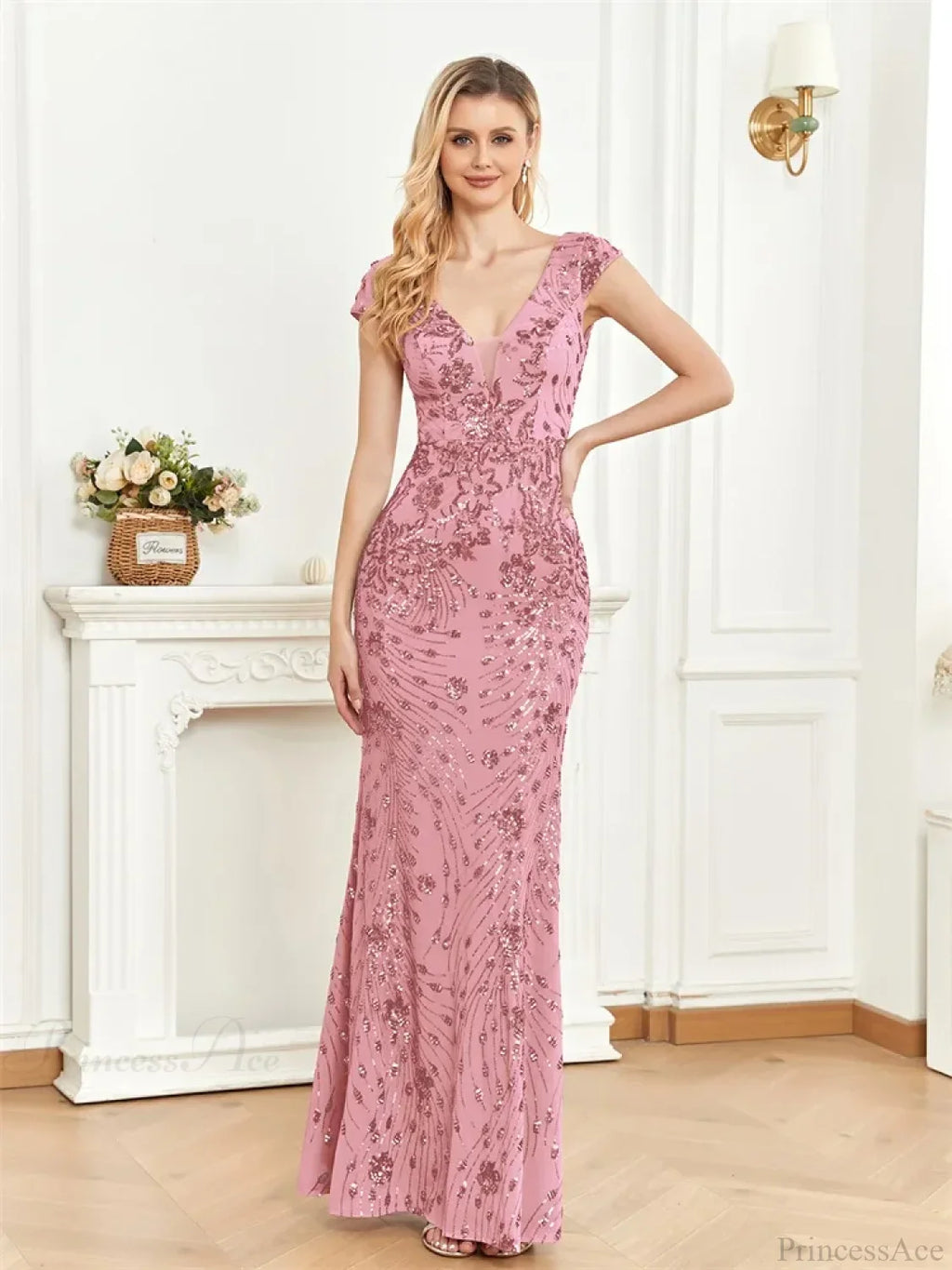 Champagne Sequin Mermaid Party Dress