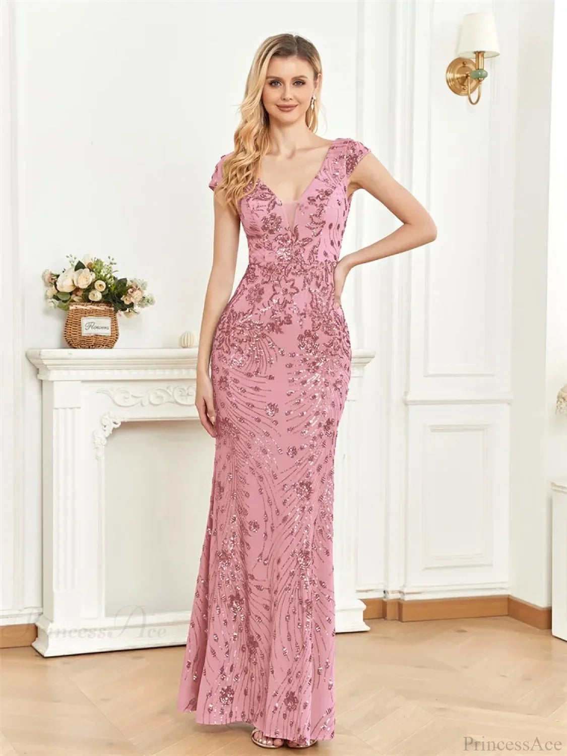 Champagne Sequin Mermaid Party Dress