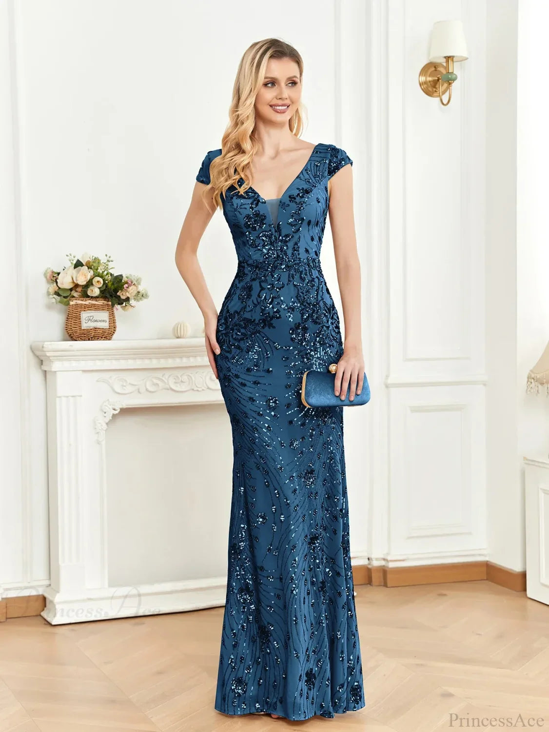 Champagne Sequin Mermaid Party Dress