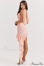 Charla Pink Stylish Ruffle Mini Dress
