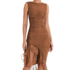 Encarnación Midi Dress with Ruffles for Women Holiday Party Outfit