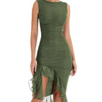 Encarnación Midi Dress with Ruffles for Women Holiday Party Outfit