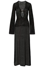 Fabiana Minimalist Crochet Knit V Neck Maxi Dress Statement Occasion Edit