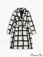 Checkered Button Graceful Sherpa Jacket