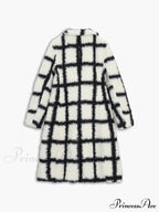 Checkered Button Graceful Sherpa Jacket