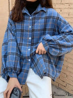 Checkered Long Graceful Sleeve Blouse