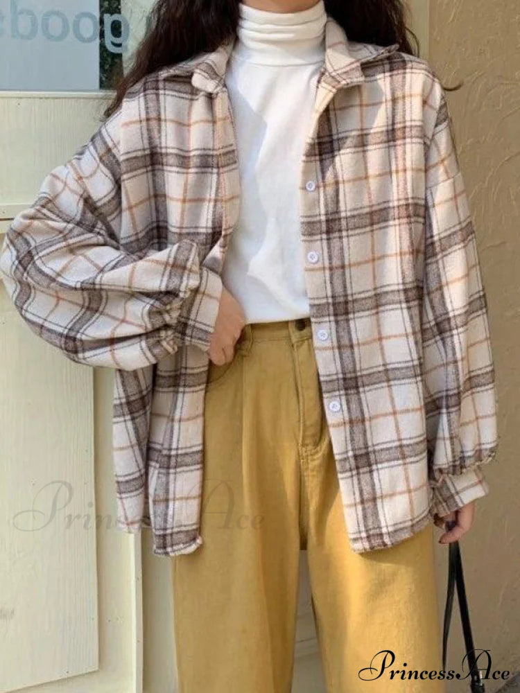 Checkered Long Graceful Sleeve Blouse