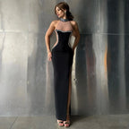 Chic Beaded Mesh Backless Party Dress Prom Dress